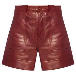 GANNI Lamb Leather Mini Shorts